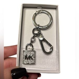 Michael Kors Silver Keychain With Rhinestones